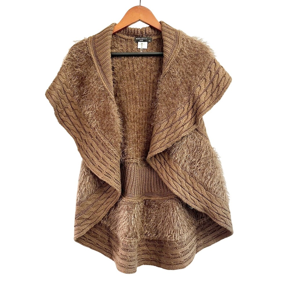 MISS KELLY 1999 Funky Brown‎ Sweater Vest Size S/M Asymmetrical